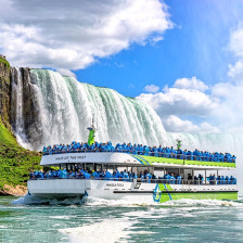 Taking a Maid of the Mist boat tour of Niagara Falls State Park in New York