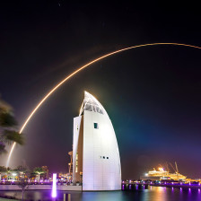 An evening rocket launch over Florida's Space Coast