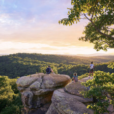 Resting atop rock formations in the Garden of the Gods, Shawnee National Forest, Illinois